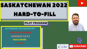 SASKATCHEWAN INTERNATIONAL SKILLED WORKER HARD- TO- FILL IMMIGRATION PROGRAM 2021