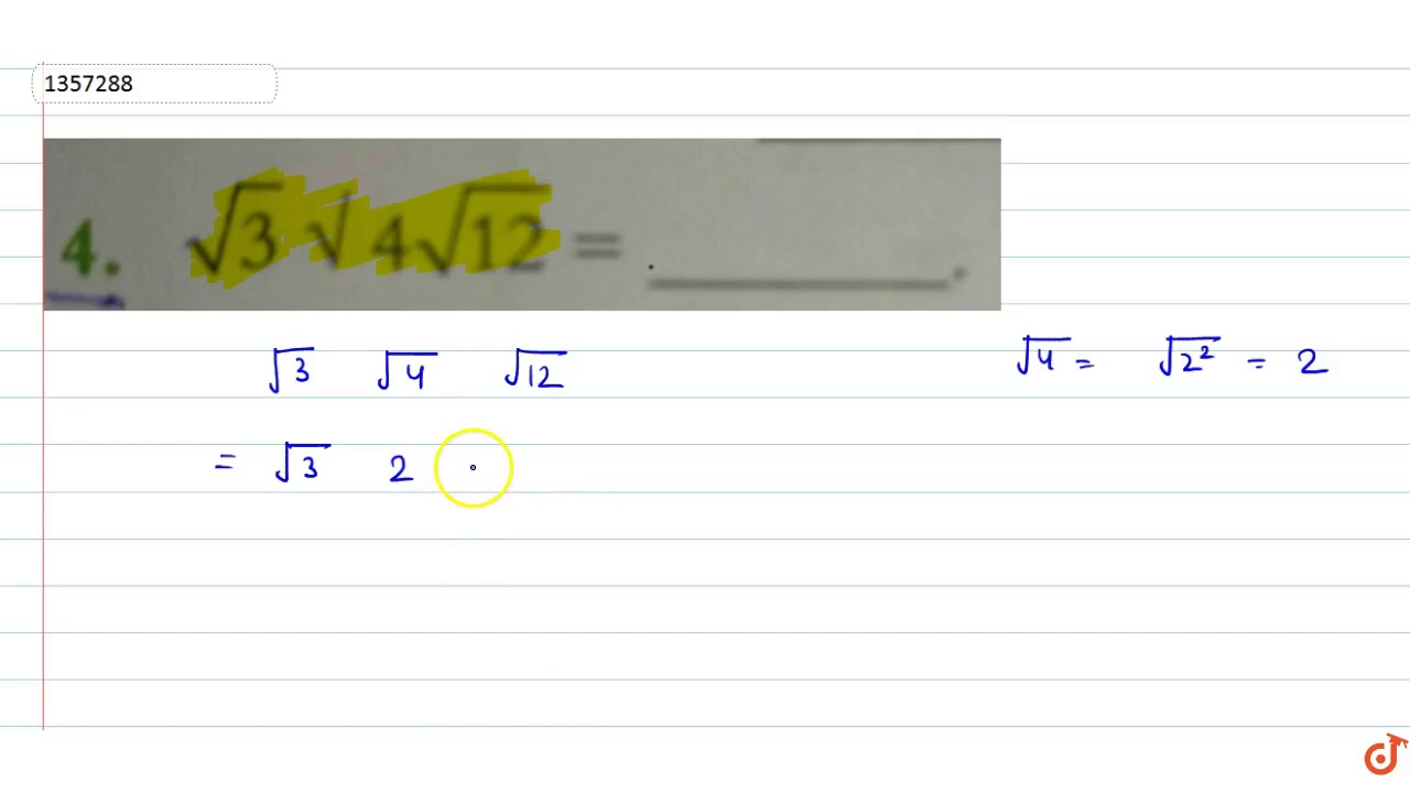 What Is The Solution Of Sqrt X 12 X `sqrt(3)sqrt(4)sqrt(12)=` - YouTube