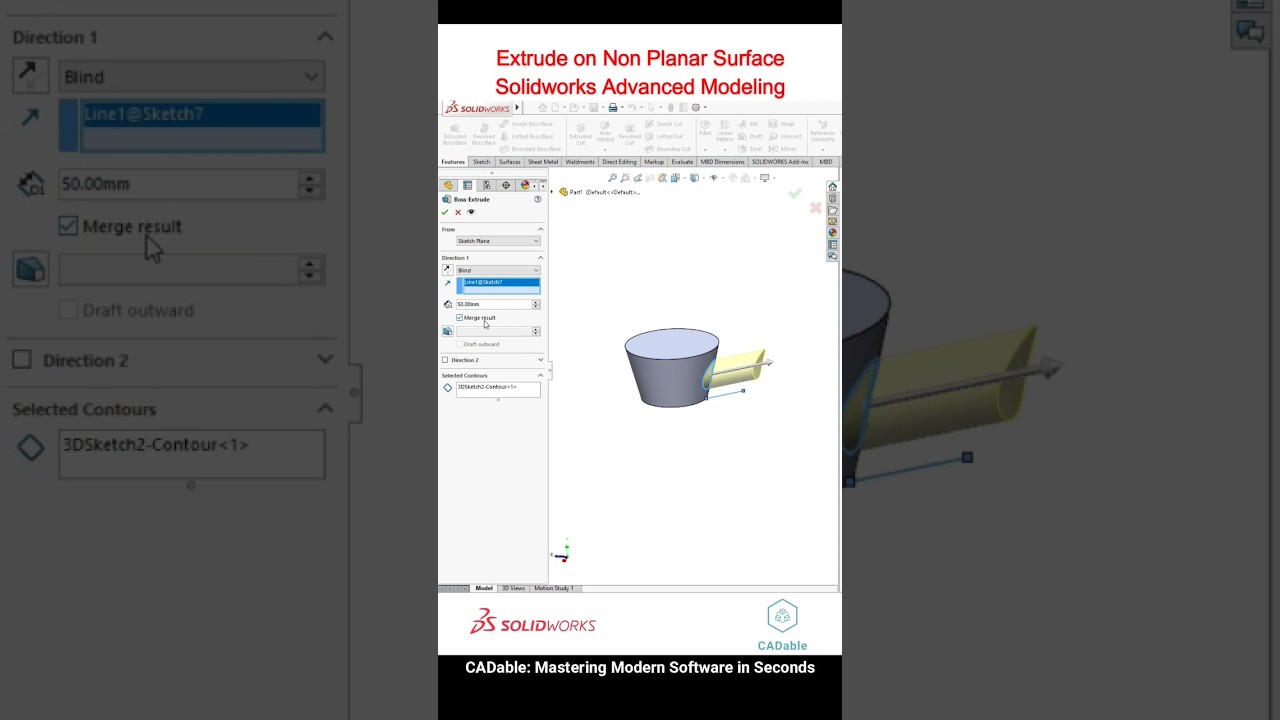 Extrude on Non Planar Surface | Solidworks Advanced Modeling 