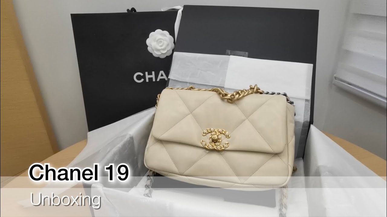 Chanel 19 flap bag unboxing - beige 