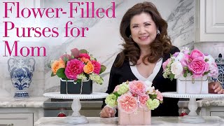 Mother's Day Gift Idea: FlowerFilled Purses #floralarrangements #mothersday