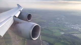 Lufthansa Boeing B747400 DABVX Landing Hamburg Airport EDDH HAM RWY 15 Seat 14A Business Class