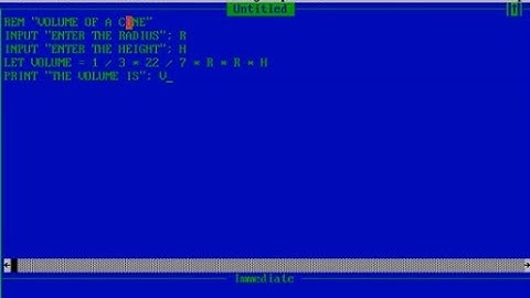 Qbasic Program to find Volume of a cone
