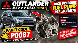 Mitsubishi outlander 2.2 diesel faulty high pressure fuel pump replacement. Fault code P0087.