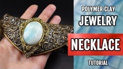 DIY Making an Extraordinary Necklace with Faux Moonstone. Polymer Clay Jewelry Making. Tutorial!