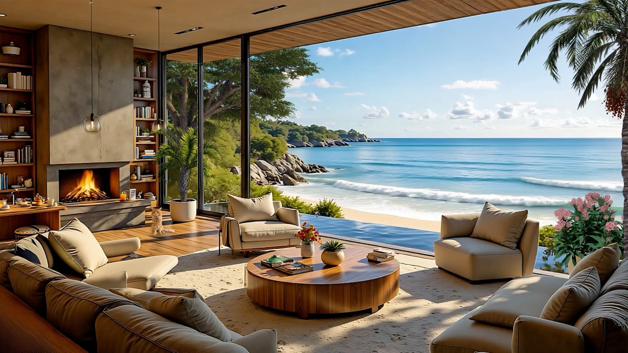 Уютный домашний джаз для внутреннего покоя | Элегантное джазовое фортепиано под звуки океанских в...