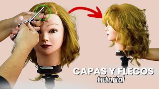 COMO CORTAR CON CAPAS Y FLECOS ►  CABELLO CORTO [ EN 2 PASOS ]