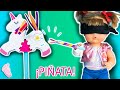 🦄Noa, Noé y las bebés trillizas juegan al reto de la PIÑATA| Prueban dulces buenos y malos a ciegas🤢