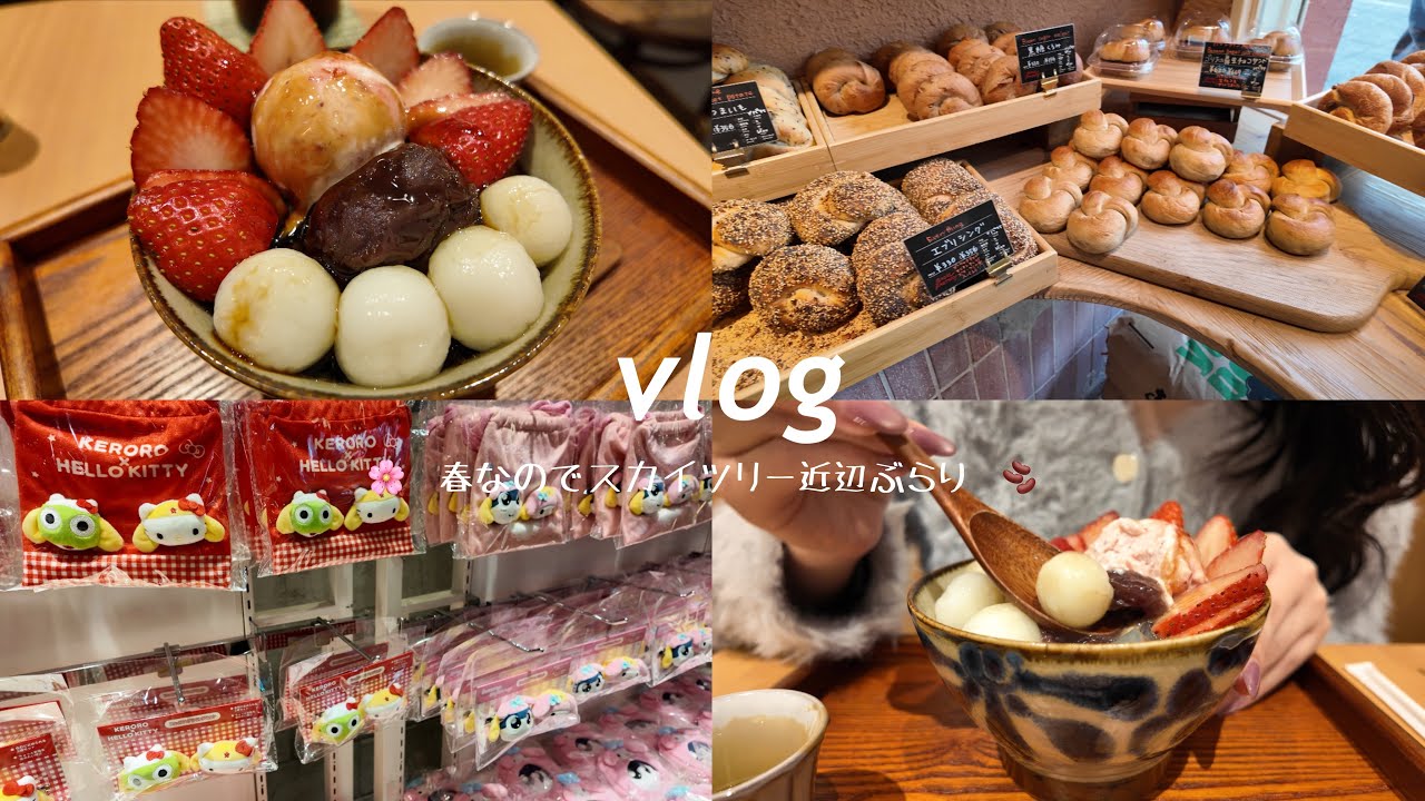 vlog.ほぼ毎日あんこを食べる女のあんこ記録📝春だから苺あんみつ食べて来たよ〜🍓🫘