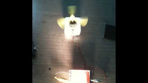 Functional titanium dioxide (TiO2) dye-sensitized solar cell on small fan. DSSC.