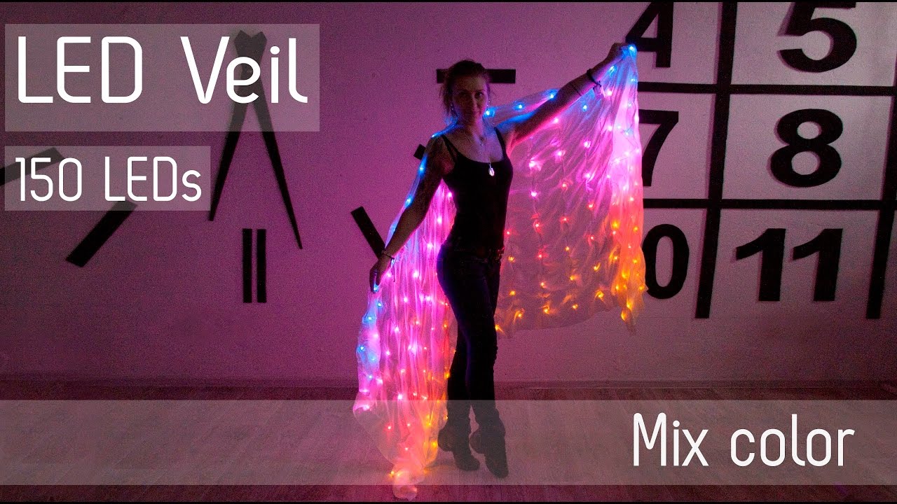 Veilon Led LED Bellydance Silk veil 150LEDs MIX colors ETEREshop _B18 - YouTube