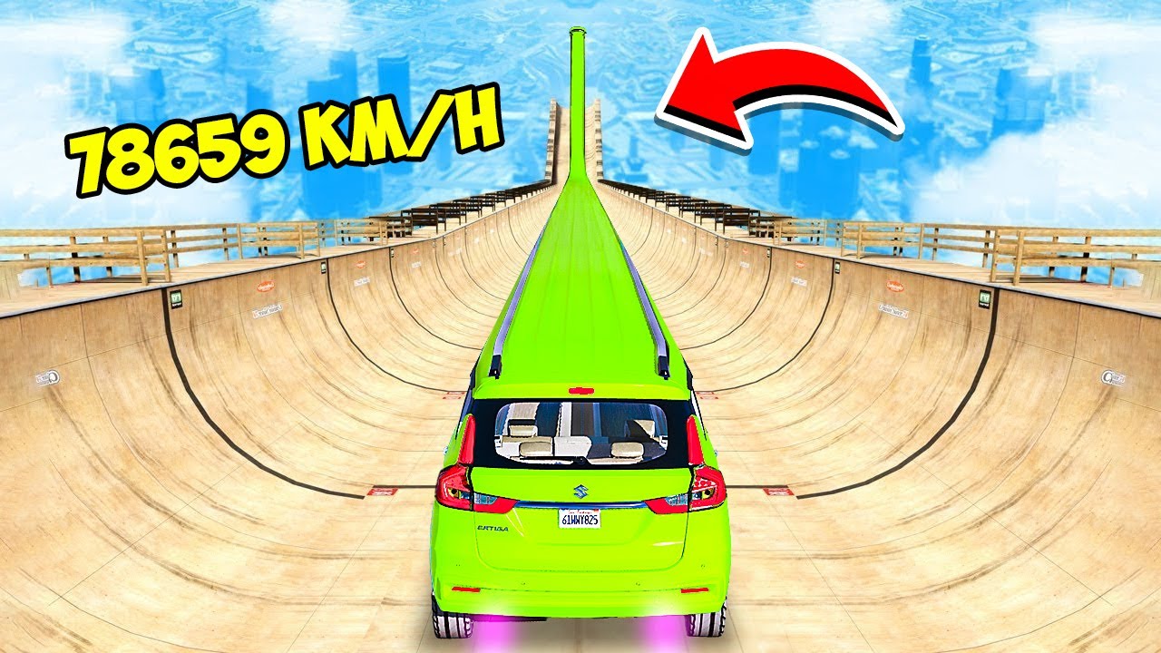 СПУСК БЕЗ ТОРМОЗОВ НА САМОМ ДЛИННОМ ЛИМУЗИНЕ MARUTI SUZUKI ERTIGA ПО ТРАМПЛИНУ В ГТА 5