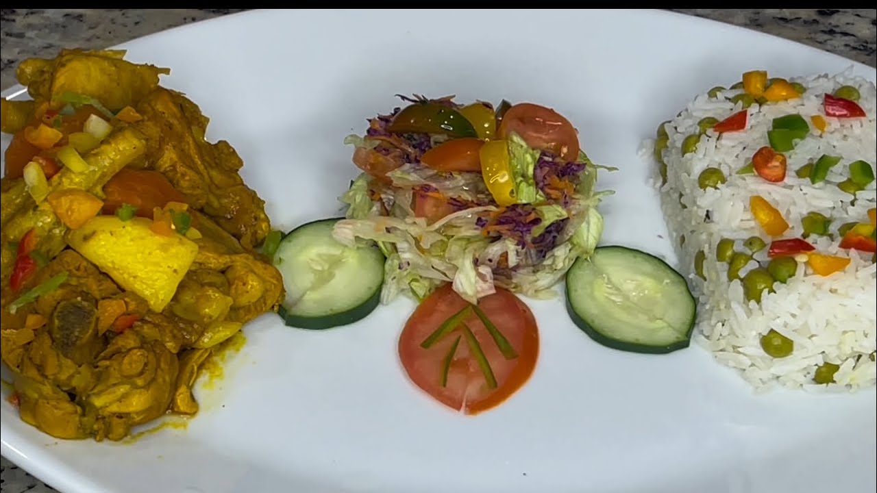 How to make Curry, chicken with white rice and sweet peas YouTube