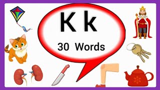 Letter K words for kids /K letter words/ Words start with letter K/K words/K for words