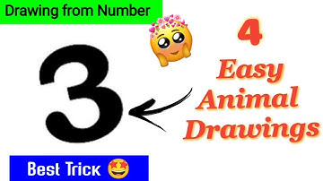 Easy Animal Drawings from Number 3/Very Easy Animals Drawing/Drawing from Numbers for Kids #Shorts