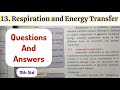 11th Std - Biology - Chapter 13. Respiration and Energy Transfer questions answers - Class 11