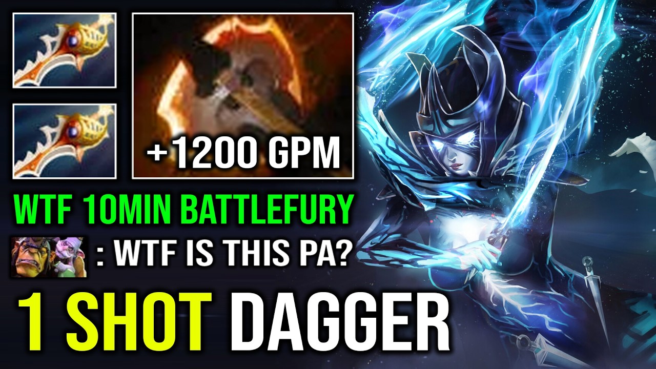 How to Solo Mid Phantom Assassin with 1200 GPM 10Min Battlefury 1 Shot ...