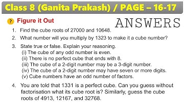 Class 8 Maths Ganita Prakash Chapter 1 | A Square and a cube Figure it out answers Page 16 & 17