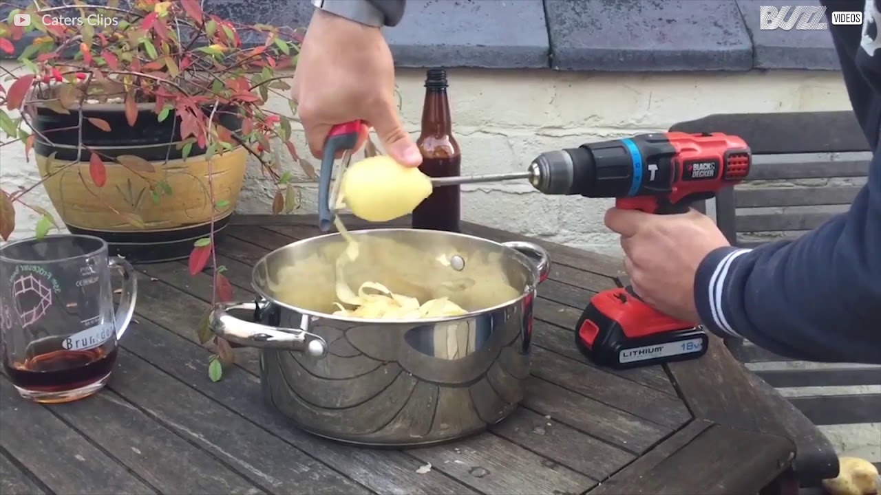 How to peel potatoes with a power drill! YouTube