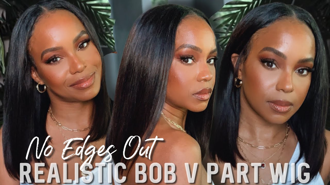 NO EDGES OUT! NO LACE! REALISTIC STRAIGHT BOB V PART WIG | UNICE HAIR ...