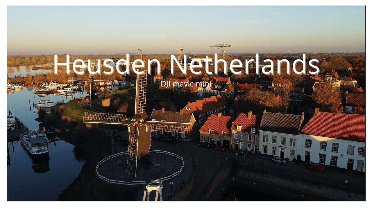 Cinematic Sunset Drone Flight Exploring Heusden, Netherlands in 4K.