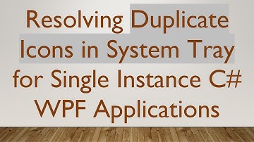 Resolving Duplicate Icons in System Tray for Single Instance C#  WPF Applications