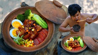 Cooking Braised Pork Meat Recipe Eating So Delicious with Rice  Braised Pork Masala Recipe