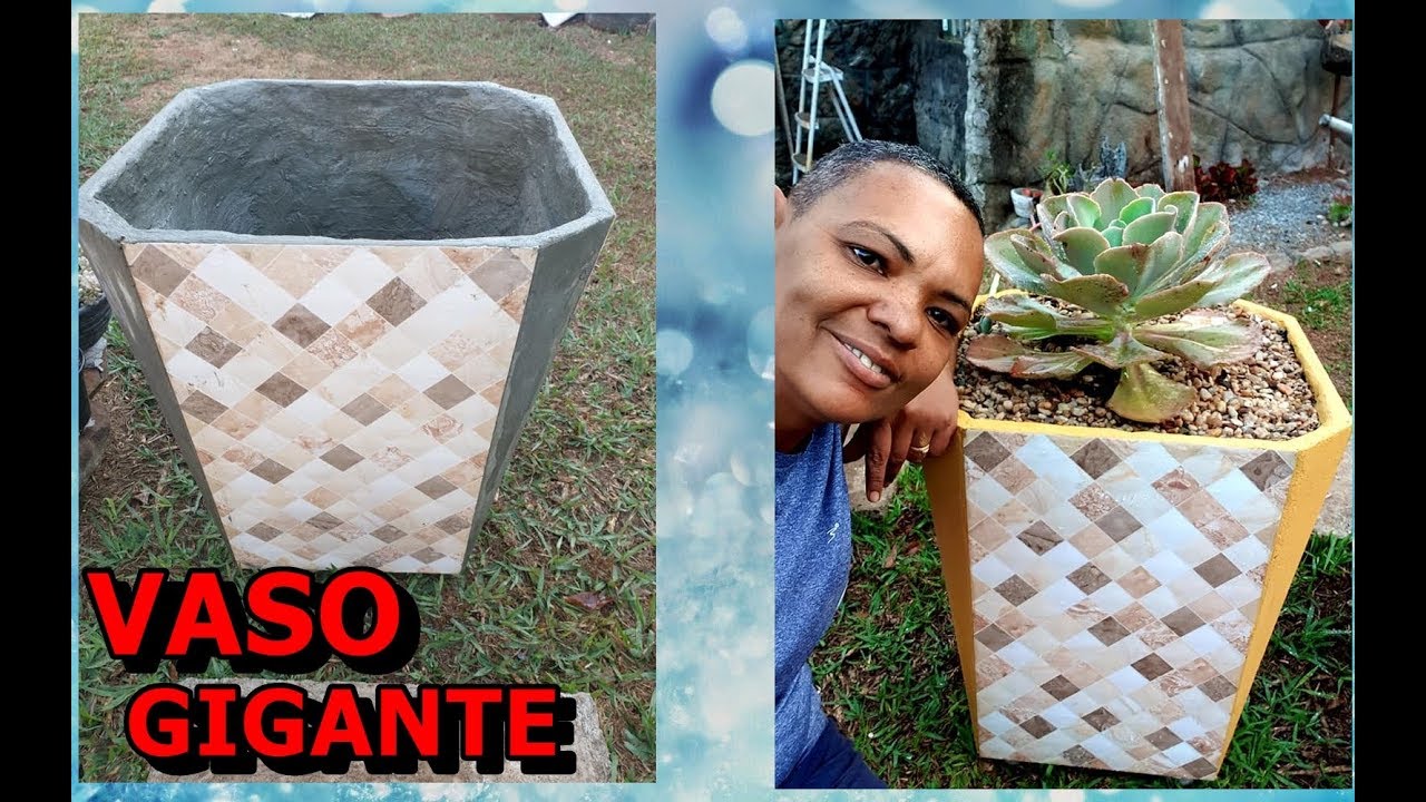 DIY. VASO DE CERAMICA E CIMENTO GIGANTÃO COM TRUQUE ESPECIAL