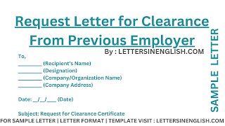 Request Letter for Clearance From Previous Employer
