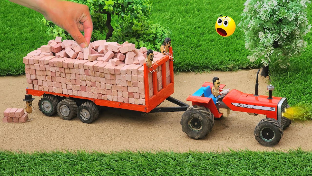 Tractor diy mini bricks loading science project | Mini Petrol Pump | 