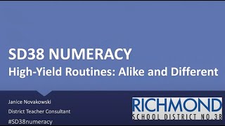 SD38 Numeracy: High-Yield Routines: Alike and Different