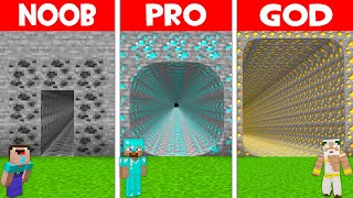 LONGEST ORE TUNNEL BASE in Minecraft! WHO BUILD DEEPEST TUNNEL  HOUSE NOOB vs PRO vs GOD!