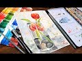 Loose Tulips // Easy Limited Palette Watercolor Tutorial
