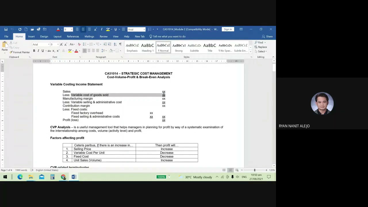 Cost-Volume-Profit Analysis Part 1 - YouTube