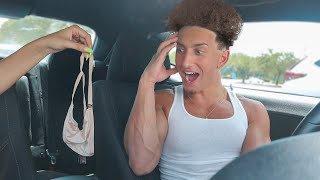 REMOVING ALL MY CLOTHES WHILE MY FIANCÉ DRIVES!! *HILARIOUS*