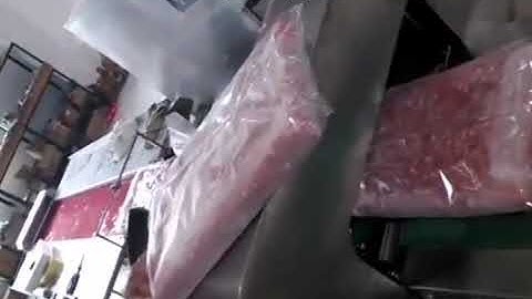 Big piece meat patties automatic film wrapping sealing packing machine testing video