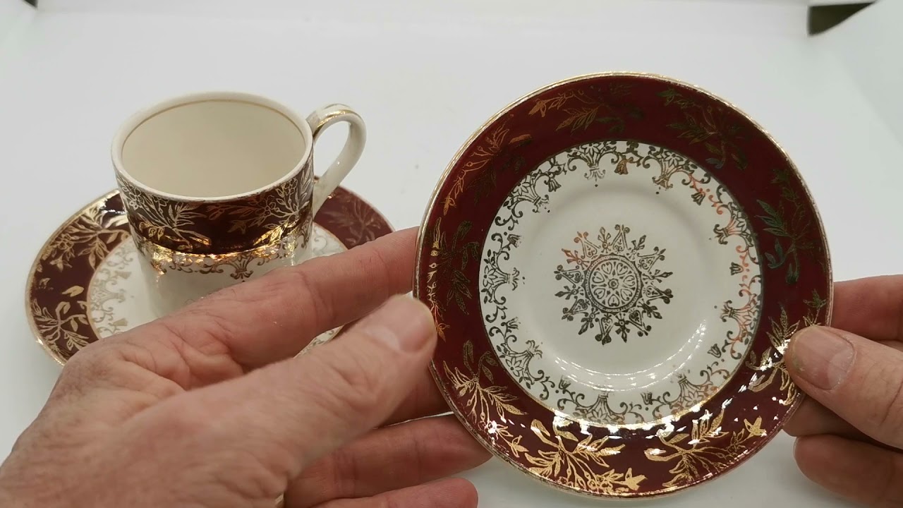 J & G Meakin Red and White China Coffee Can & Saucer - YouTube