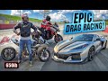 Kawasaki ninja h2 c8 z06  ducati multistrada v4 rs  drag race