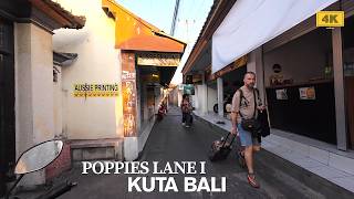 4K Poppies Lane 1 Kuta Latest Walk | Walking Tour Kuta Beach Street & Poppies Lane 1 Bali