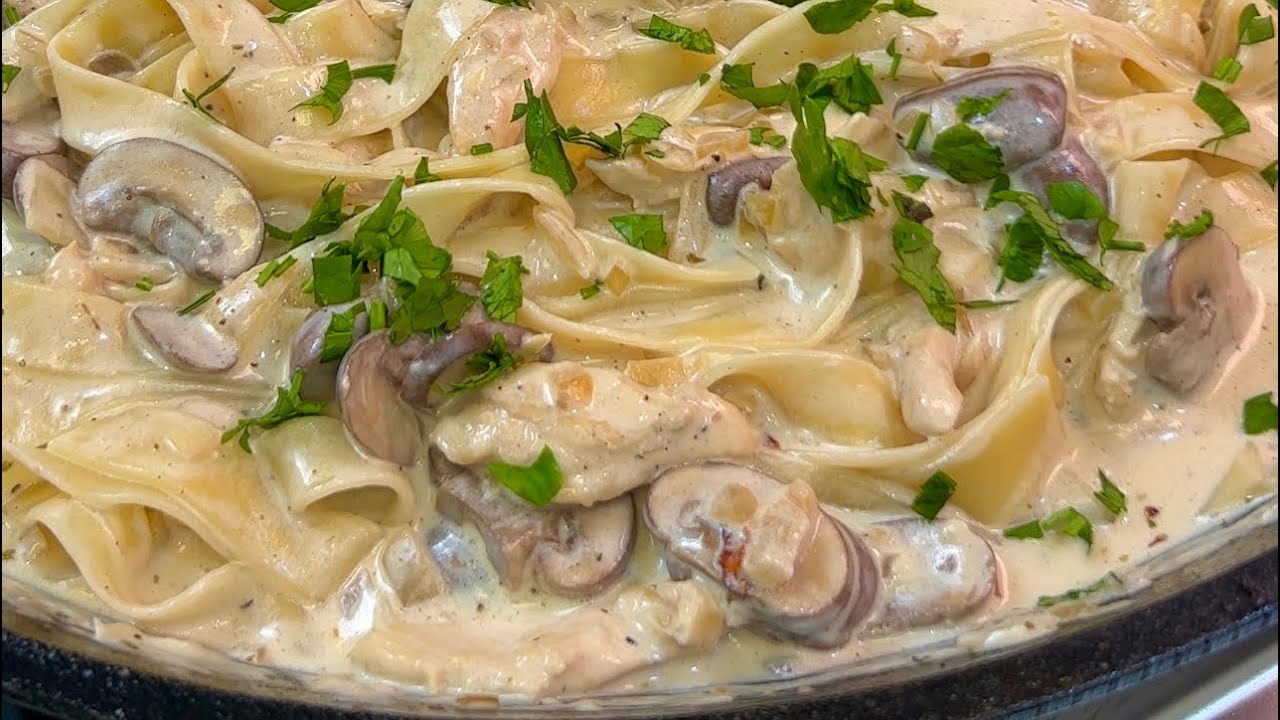 Chicken fettuccine alfredo بأطيب طريقة تشيكن فيتوتشيني ألفريدو🔥🔥🔥من وصفات نور الحاج