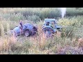 Pulling Out Opel Jeep From Ditch With T40 Tractor