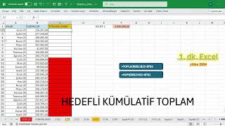 Excel 1 Dakika - HEDEFLİ KÜMÜLATİF TOPLAMA
