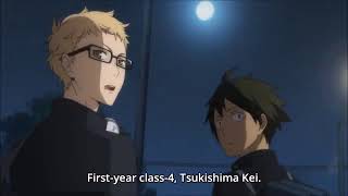Tsukishima saying “Tsukishima Kei” (sub) - Цукишима говорит: «Цукишима Кей» (подпись)