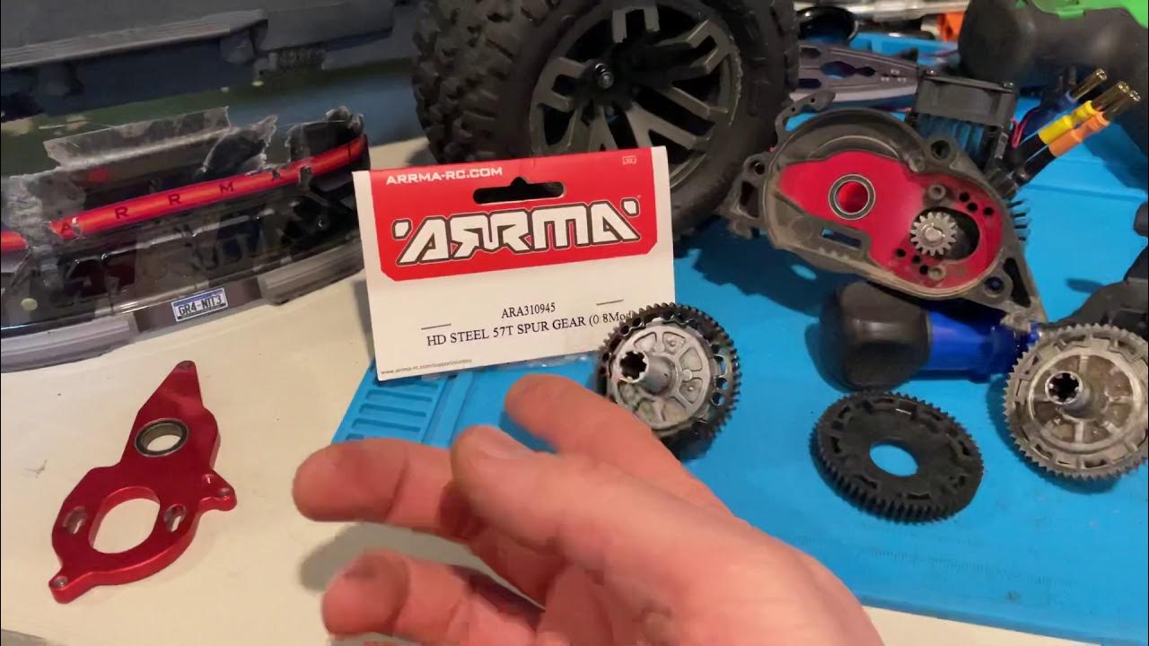 Arrma Granite V3 3s 4x4 steel spur gear and bent motor mount YouTube