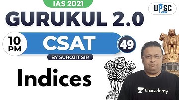 UPSC CSE PRELIMS 2021 | Gurukul 2.0 | CSAT by Surojit Sir | Indices