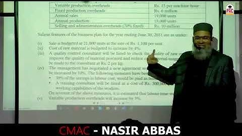 CAF 3   CMA   Lecture 65   Standard Costing and Variance Analysis   Sir Nasir Abbas  Spring 24