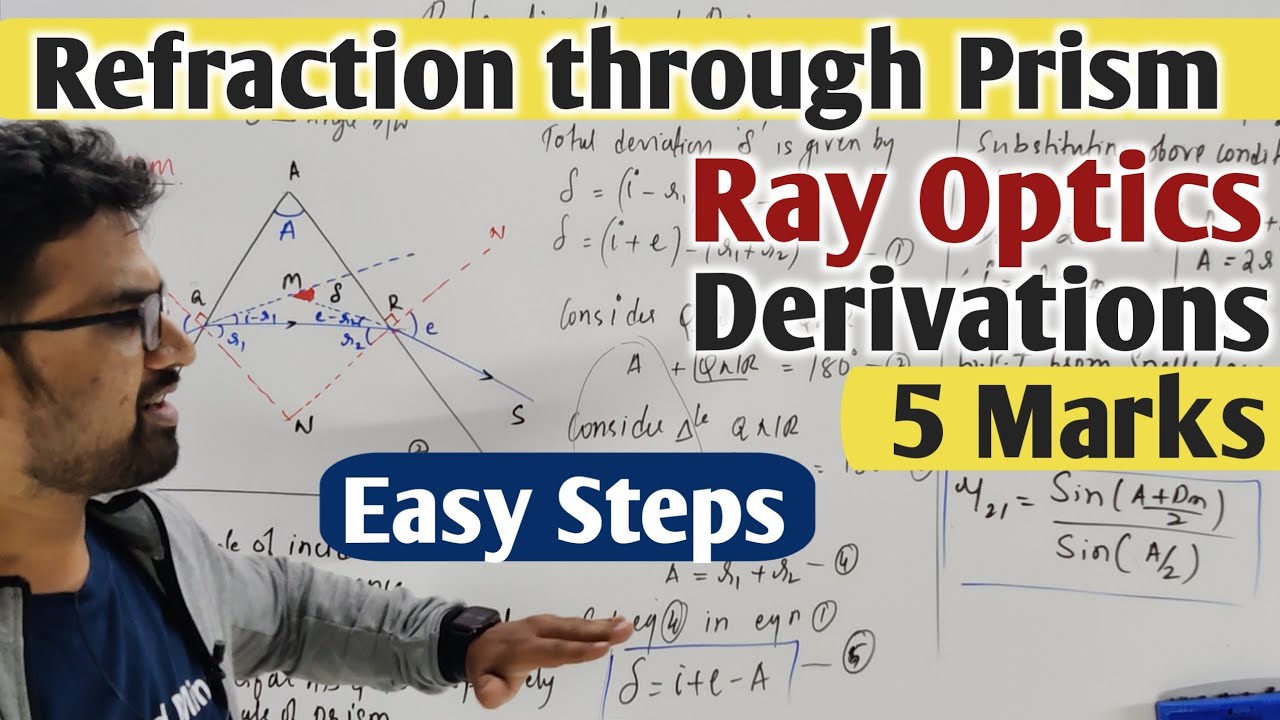 Refraction through Prism | Ray Optics | 2ndPUC Physics Important 5 Marks Derivations