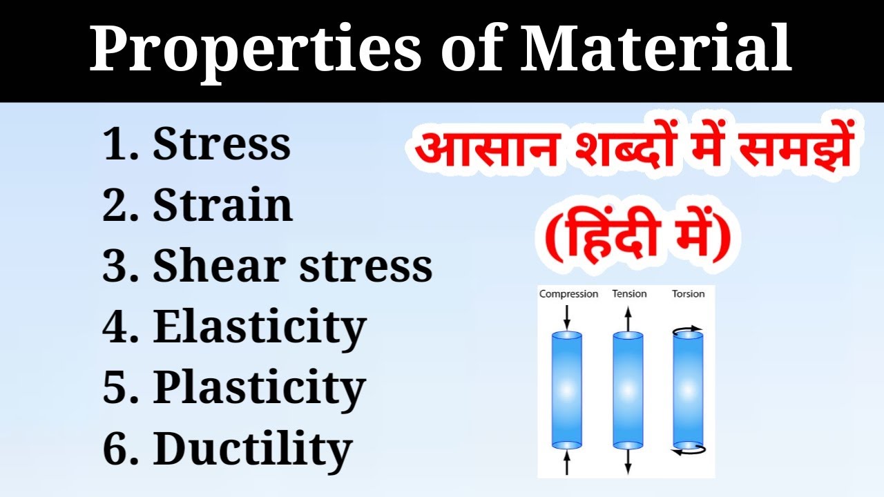 Definition of Stress strain shear stress elasticity plasticity and ductility || mechanic of solid