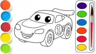 🎵Sally Carrera from Disney Pixar Car Drawing and Coloring Tutorial for Kids & Toddlers,Disney Pixar screenshot 1