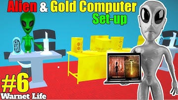 Buying Alien & Gold PC 👽 New PC Setup 😊 Warnet Life Simulator New Chapter 🤪 #flenco